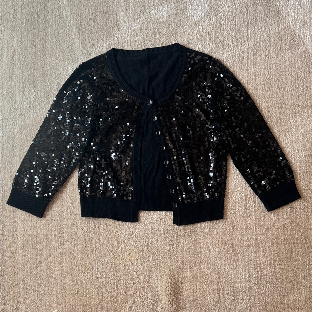 Black Y2K Sequin Cardigan